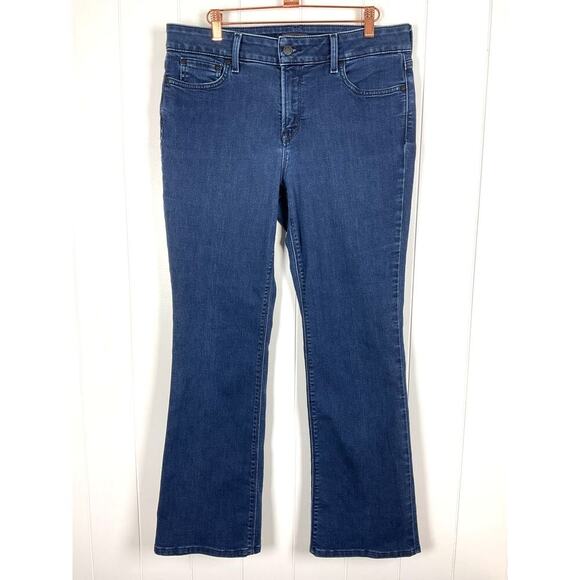 NYDJ Womens Barbara Boot Cut Mid Rise Dark Wash 5 Pocket Jeans Size 12 - Picture 1 of 8